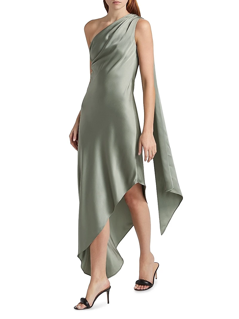 Satin One-Shoulder Cocktail Dress