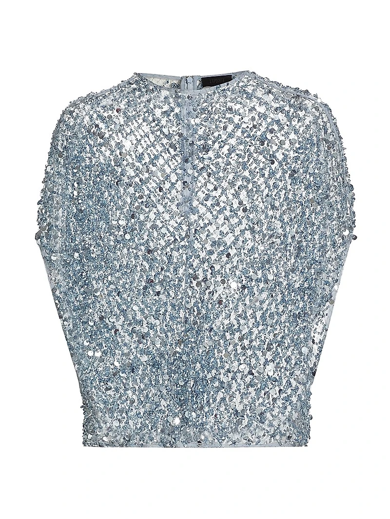 Sequined Net Mesh Cape Top