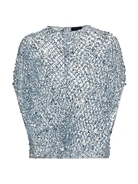 Sequined Net Mesh Cape Top