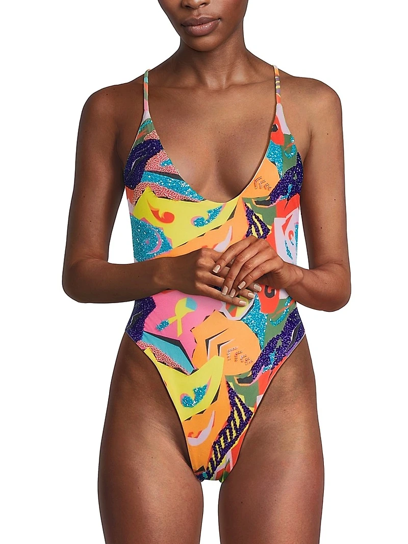 Boston Isabella Hand-Beaded One-Piece Swimsuit