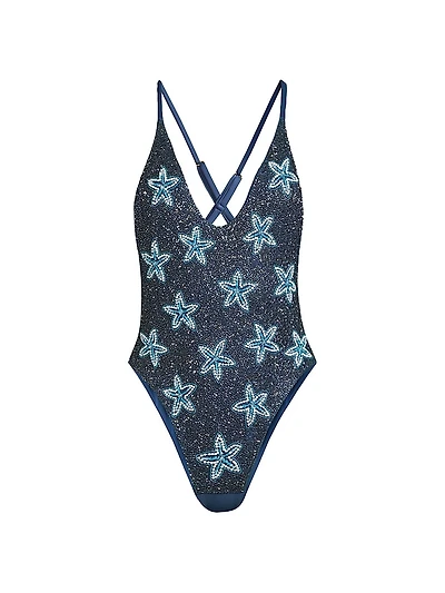 Starfish Embroidered One-Piece Swimsuit