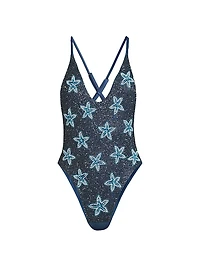 Starfish Embroidered One-Piece Swimsuit