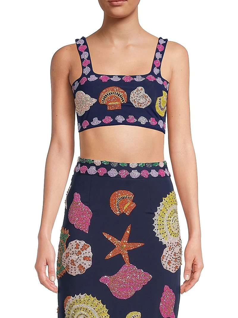 New York Embellished Crop Top