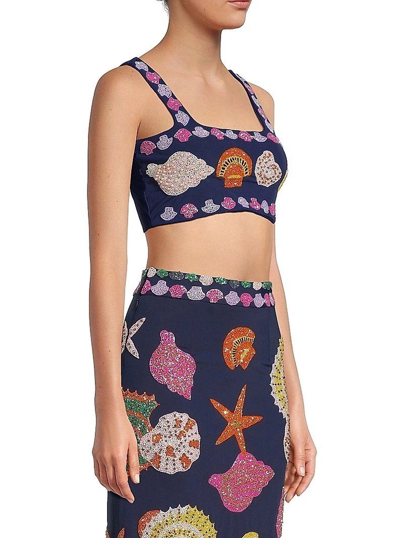 New York Embellished Crop Top