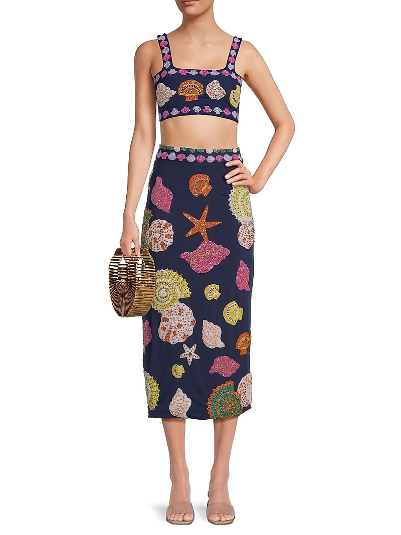 New York Embellished Crop Top