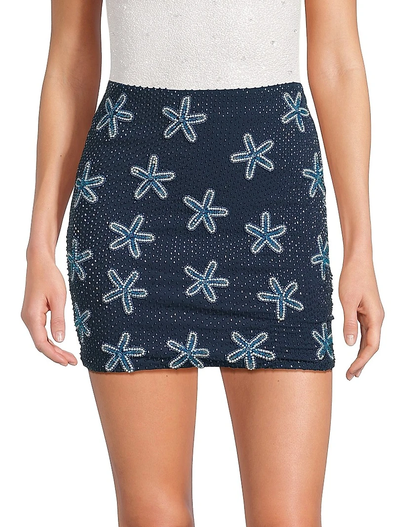 Starfish Embroidered Miniskirt