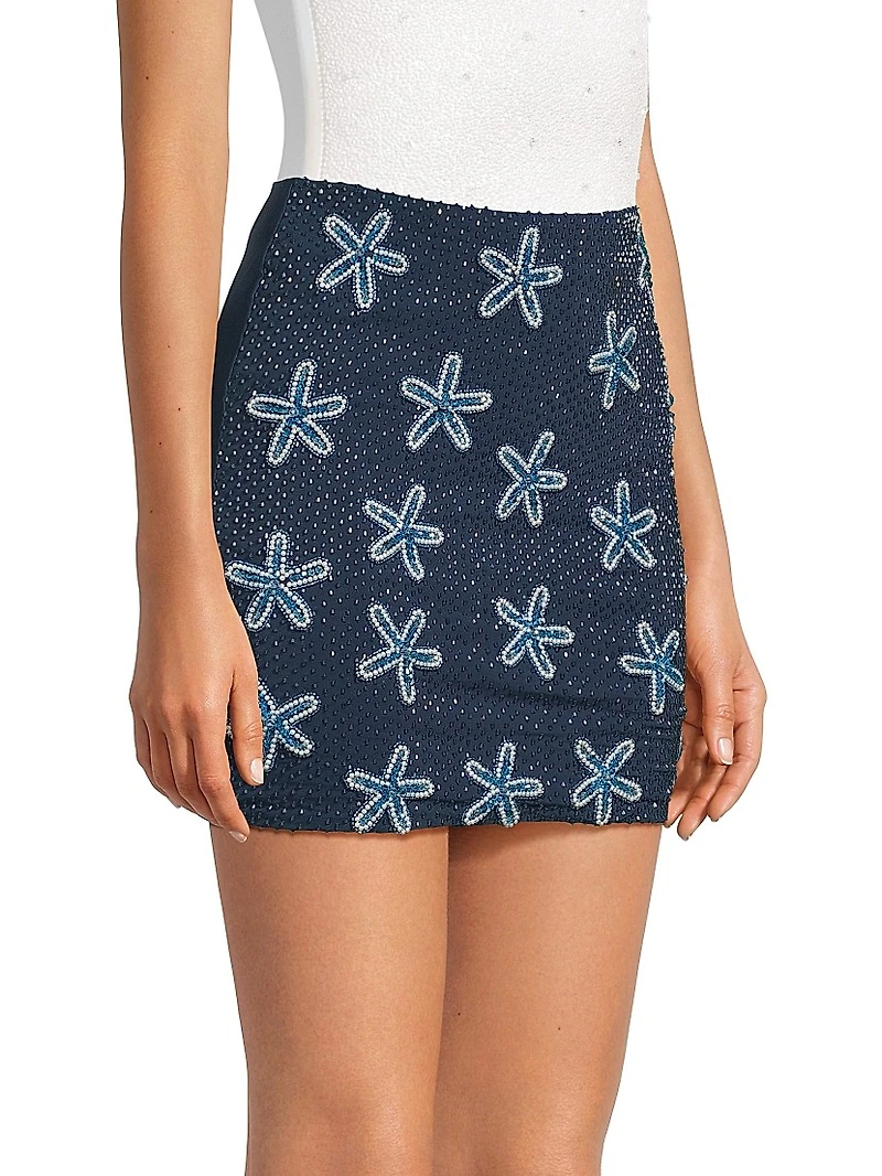 Starfish Embroidered Miniskirt