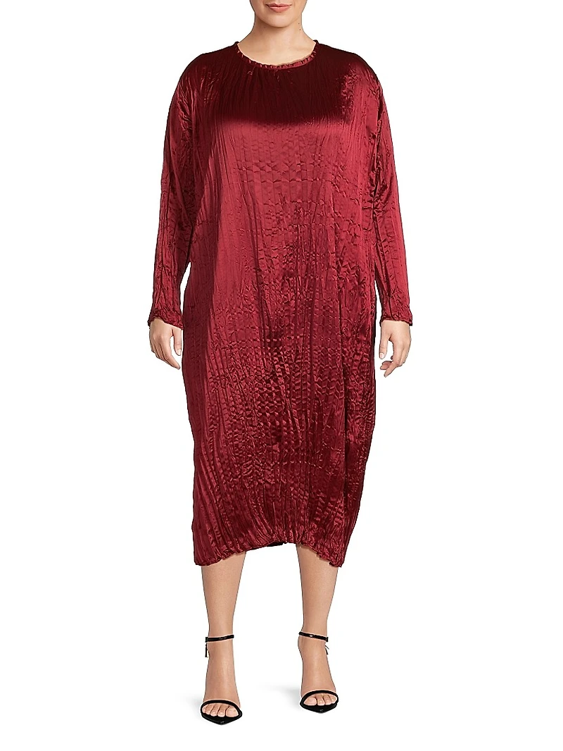 Lynda Reversible Satin Pleated Dress