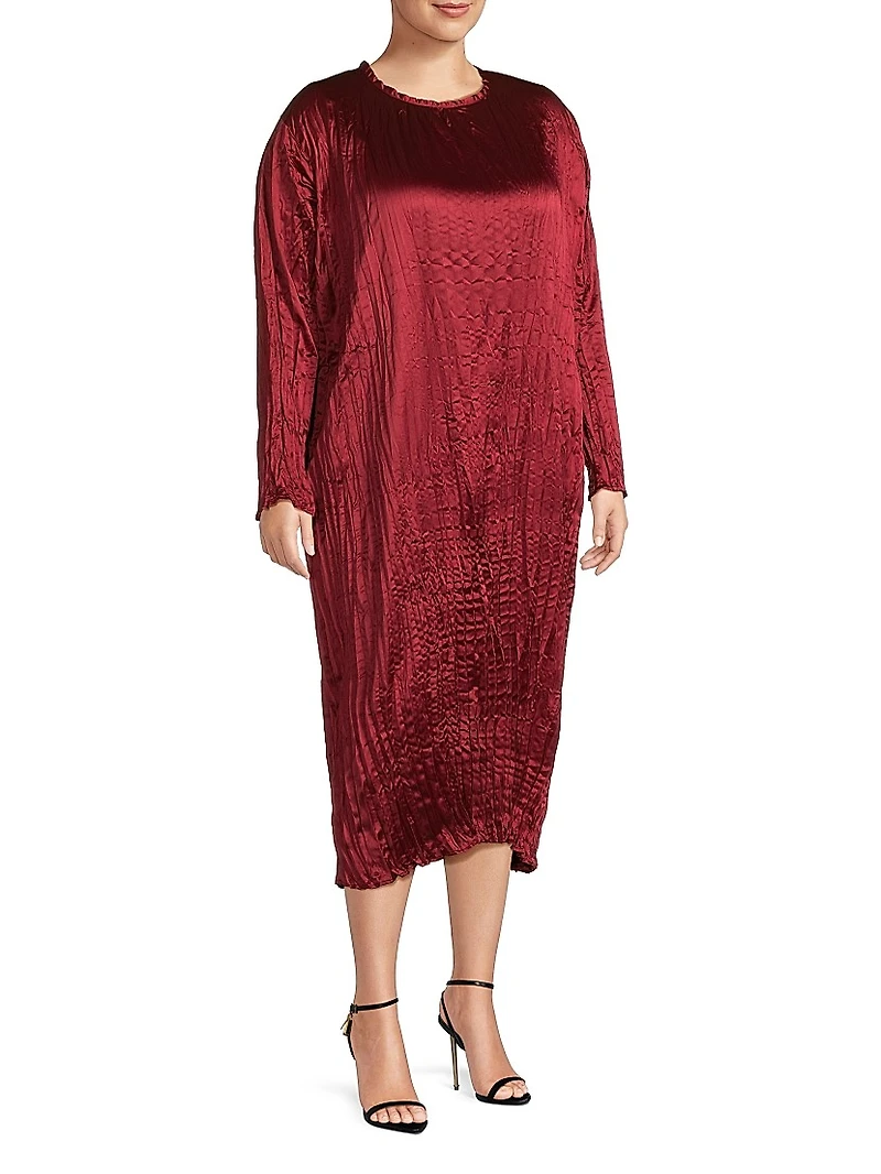 Lynda Reversible Satin Pleated Dress