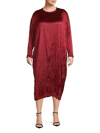 Lynda Reversible Satin Pleated Dress