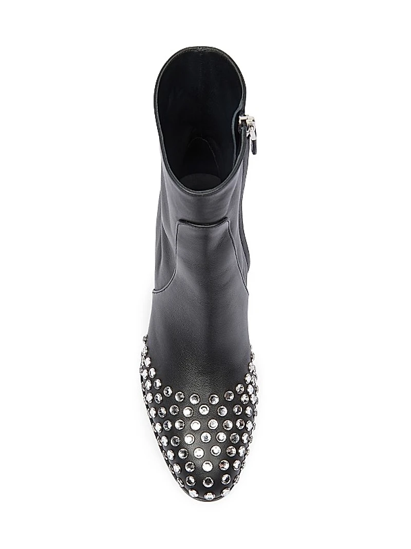 Low 60MM Embellished Leather Ankle Boots