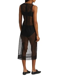 Embellished Sheer Tulle Midi-Dress