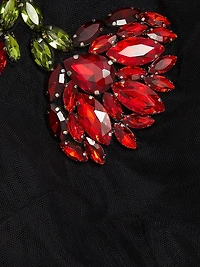 Embellished Sheer Tulle Midi-Dress