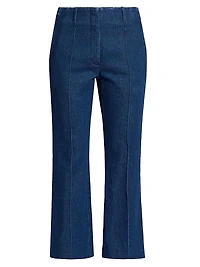 Washed Cotton Denim Flared Pants
