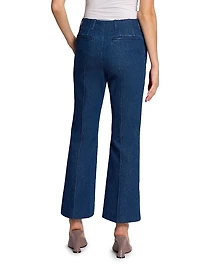 Washed Cotton Denim Flared Pants