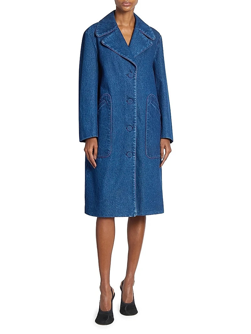 Washed Cotton Denim Coat