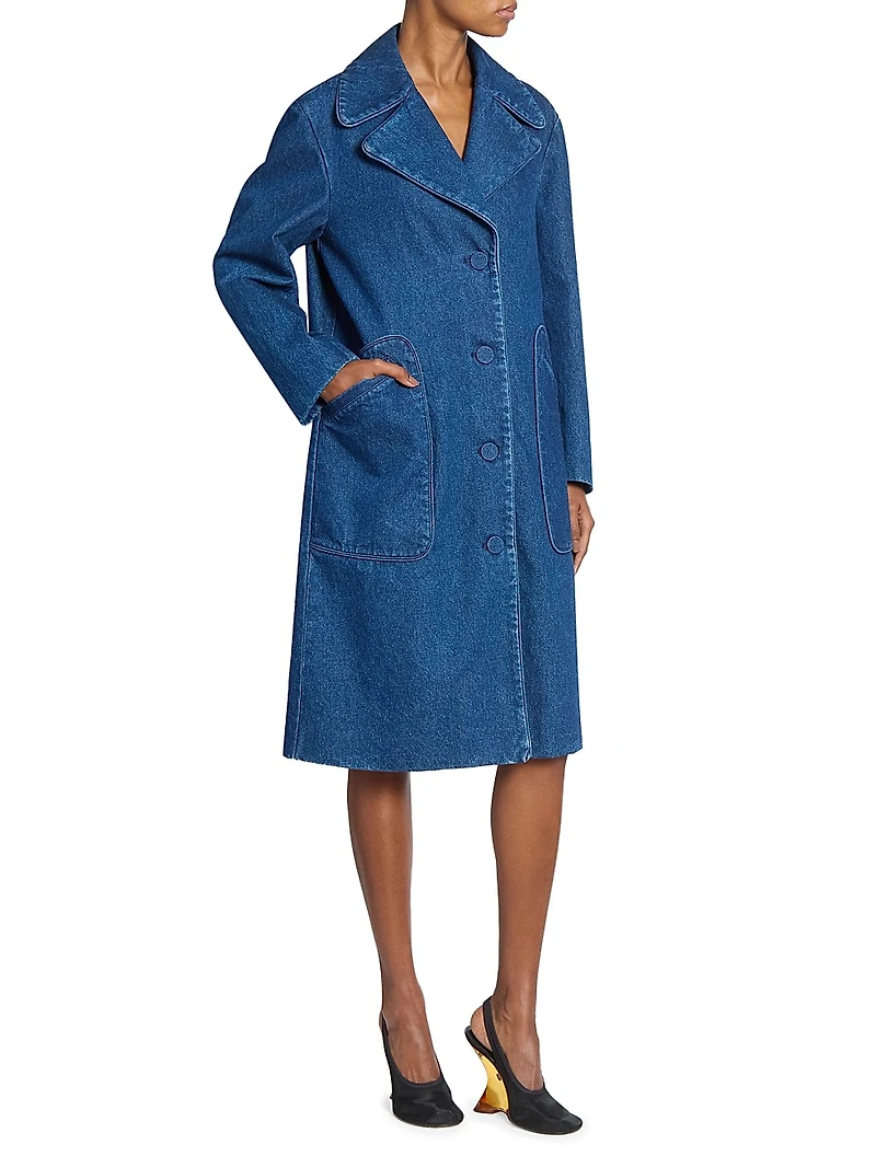 Washed Cotton Denim Coat