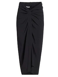Cotton Twist-Front Draped Midi-Skirt