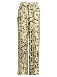 Snakeskin-Print Wide-Leg Pants