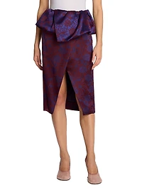Floral Jacquard Asymmetric Peplum Skirt