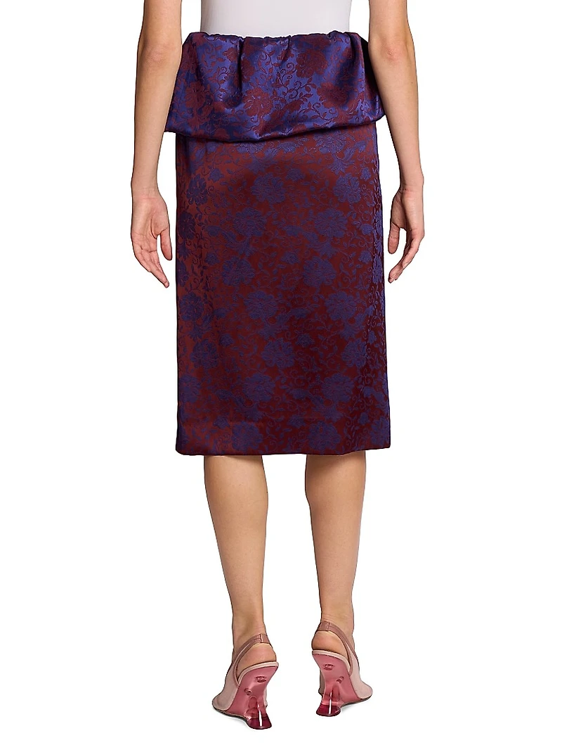 Floral Jacquard Asymmetric Peplum Skirt