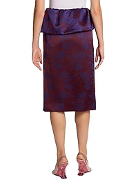 Floral Jacquard Asymmetric Peplum Skirt