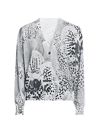 Abstract-Print Cotton-Blend V-Neck Cardigan