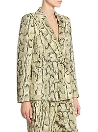 Snakeskin Print Double-Breasted Button-Front Jacket