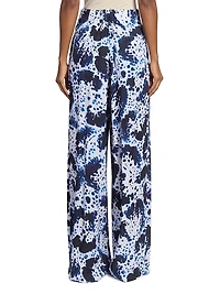 Tie-Dye Pleated High-Waist Wide-Leg Pants