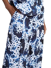 Tie-Dye Pleated High-Waist Wide-Leg Pants