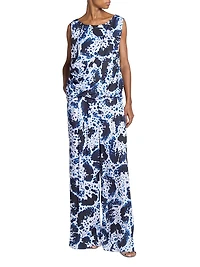 Tie-Dye Pleated High-Waist Wide-Leg Pants