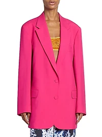 Basti Wool & Mohair Oversized Two-Button Blazer