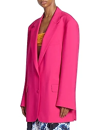 Basti Wool & Mohair Oversized Two-Button Blazer