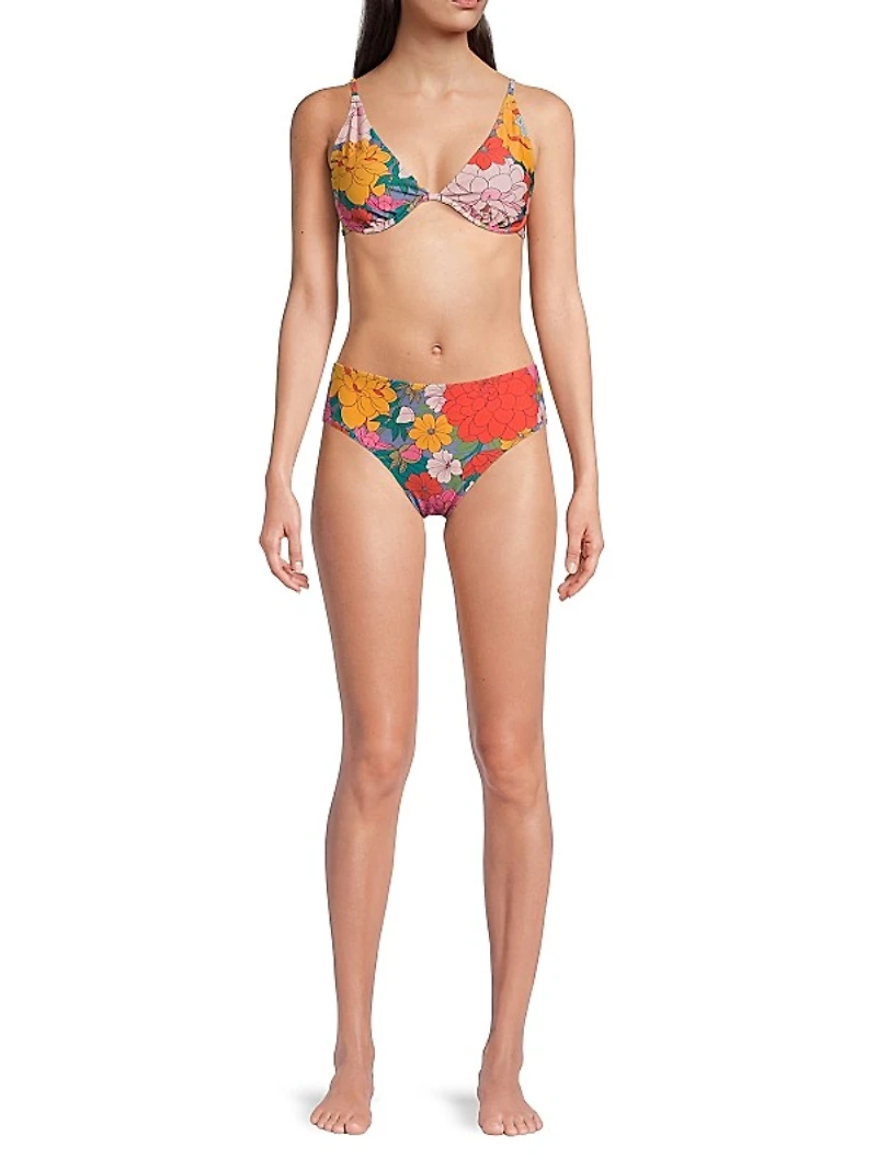 Classic Zinnia Fields Mid-Rise Bikini Bottoms