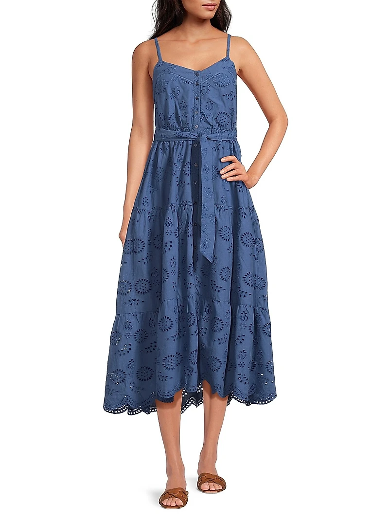 Addyson Embroidered Eyelet Cotton Midi-Dress