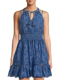 Emma Eyelet Cotton Scallop-Hem Minidress