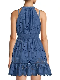 Emma Eyelet Cotton Scallop-Hem Minidress