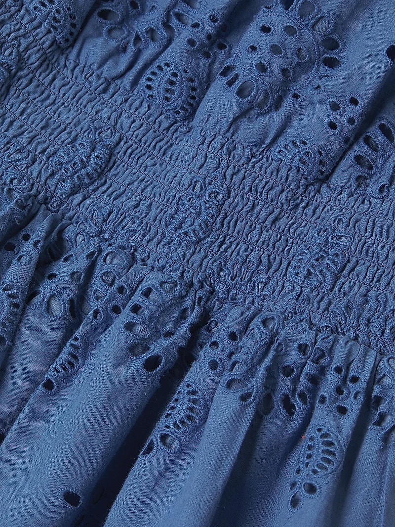 Emma Eyelet Cotton Scallop-Hem Minidress