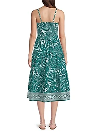 Kristen Palm Tree Print Midi-Dress