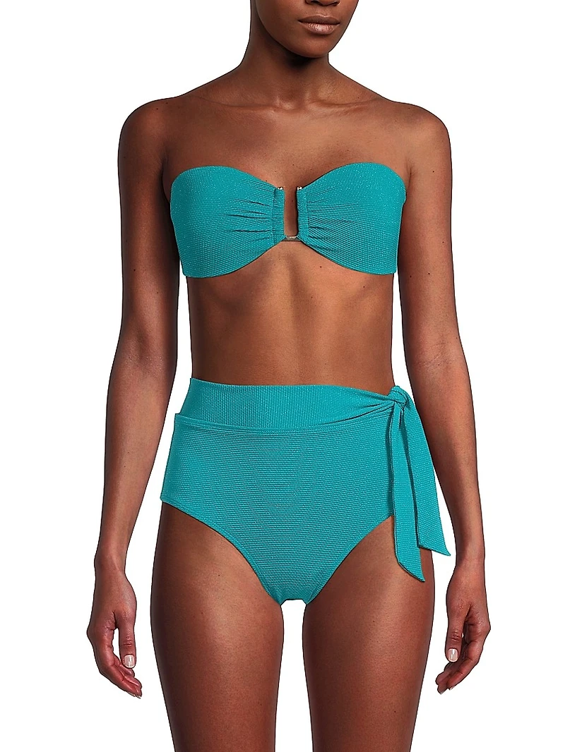 Gina Metallic Piqué Bikini Top