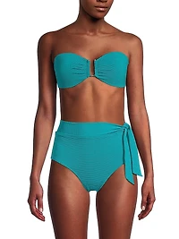 Gina Metallic Piqué Bikini Top