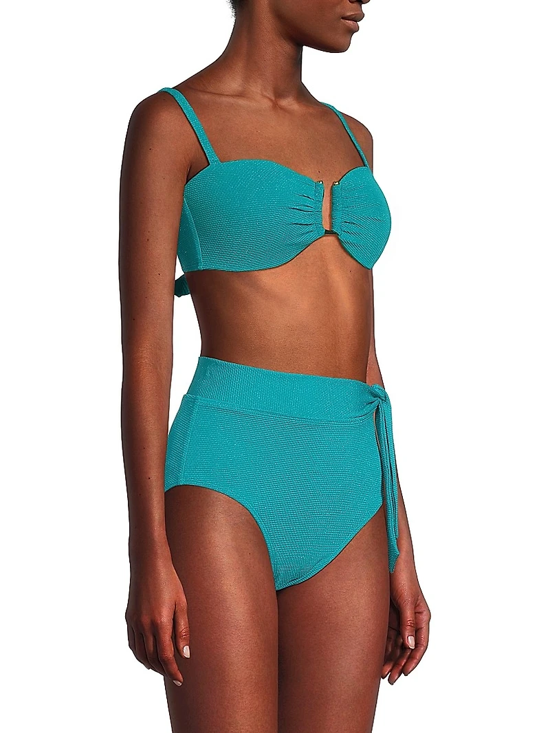 Gina Metallic Piqué Bikini Top