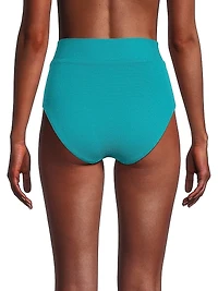 Side-Tie Metallic Picqué High-Waisted Bikini Bottom
