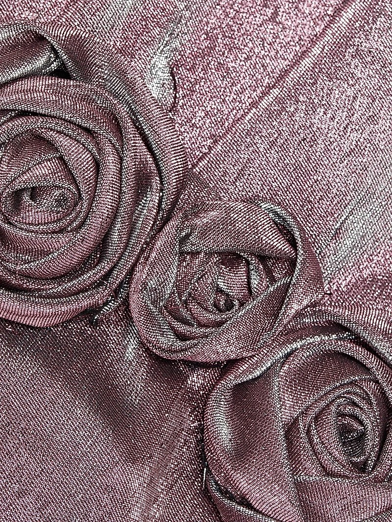 Stretch-Lamé Rosette Midi-Dress