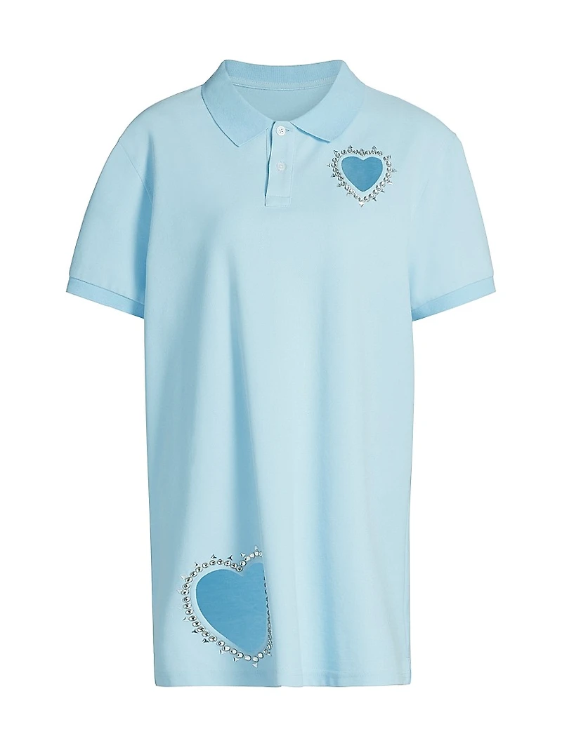 Crystal Heart Cut-Out Polo Minidress