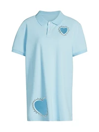 Crystal Heart Cut-Out Polo Minidress