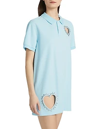 Crystal Heart Cut-Out Polo Minidress
