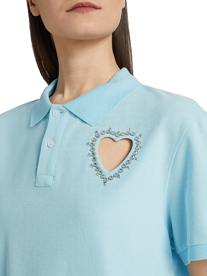 Crystal Heart Cut-Out Polo Minidress