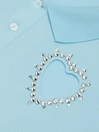 Crystal Heart Cut-Out Polo Minidress
