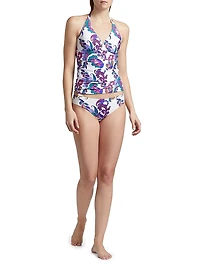 Reversible Paisley Halterneck Ruched Tankini